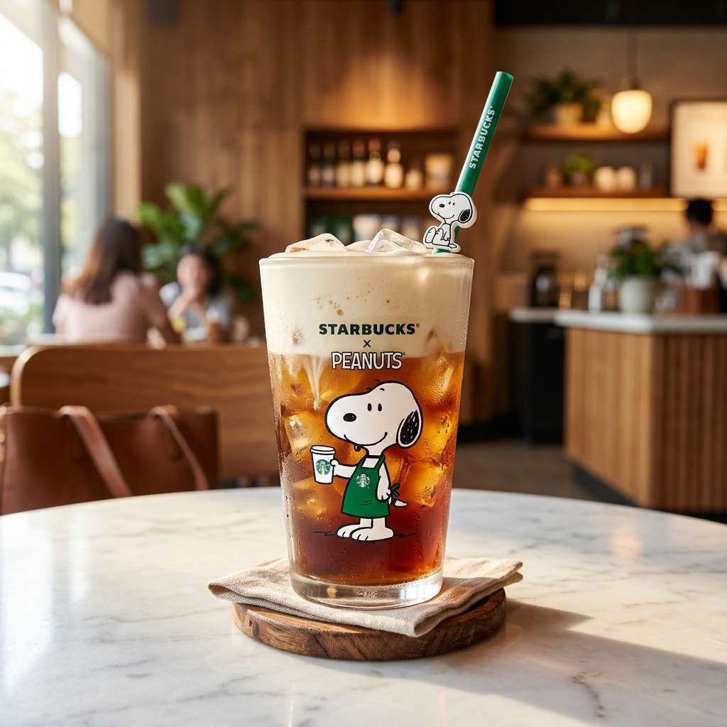 Starbucks Snoopy Glass Cold Cup Iced Latte - Official Starbucks Snoopy collaboration drink